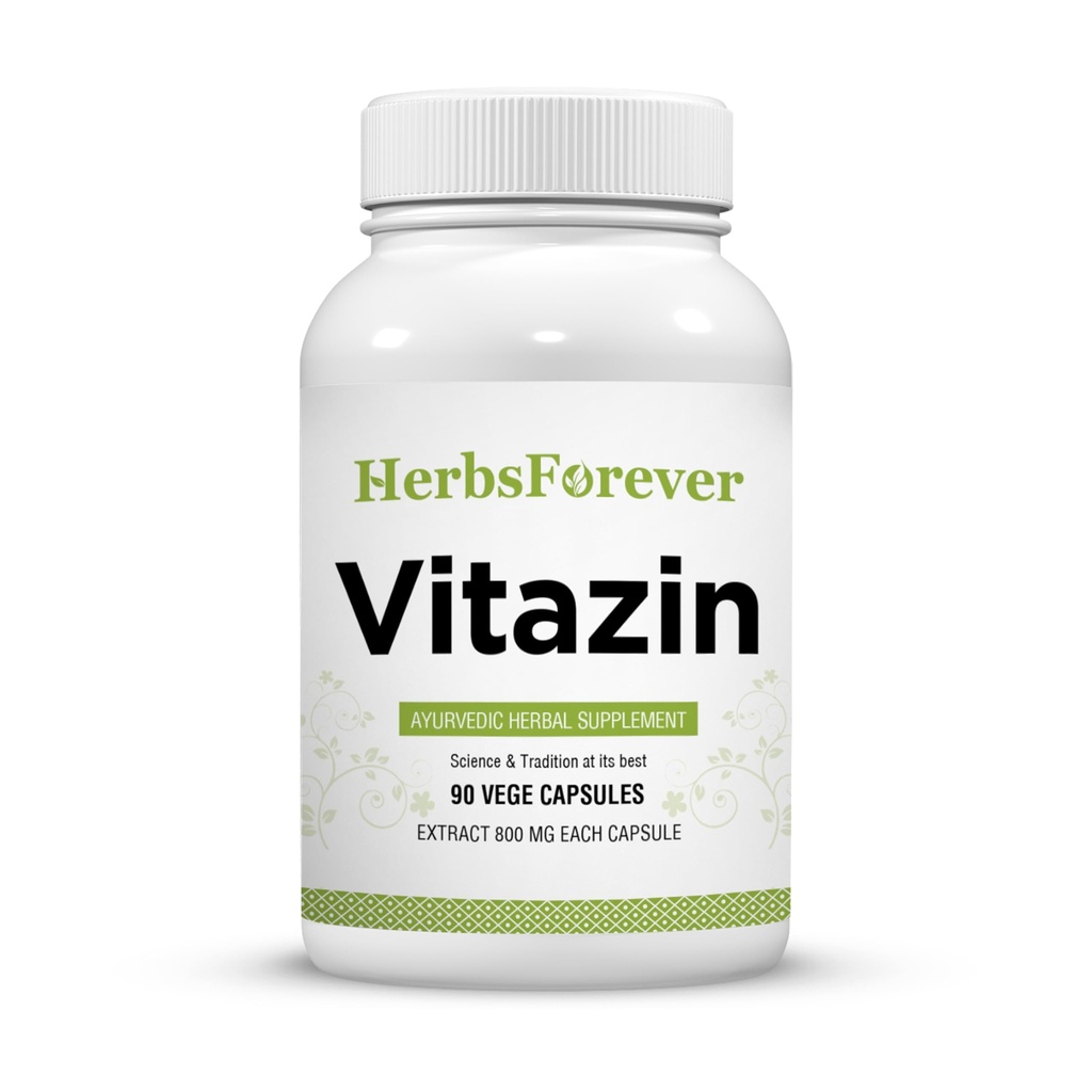 Herbseverly Vitazin Capsules Ayurvedic Herbal Supplement understøtter energi & ydeevne giver fysisk og mental styrke 90 Vege Capsules 800 Mg hver