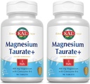 KAL Magnesium Taurate Plus 400mg w / Coenzym B6 Mg124; Højt biotilgængeligt, Chelated, Vegan Mg124; for Normal Nerve, Muskelfunktion og Heart Health Mg124; 90 Tabs Mg124; 2 stk.