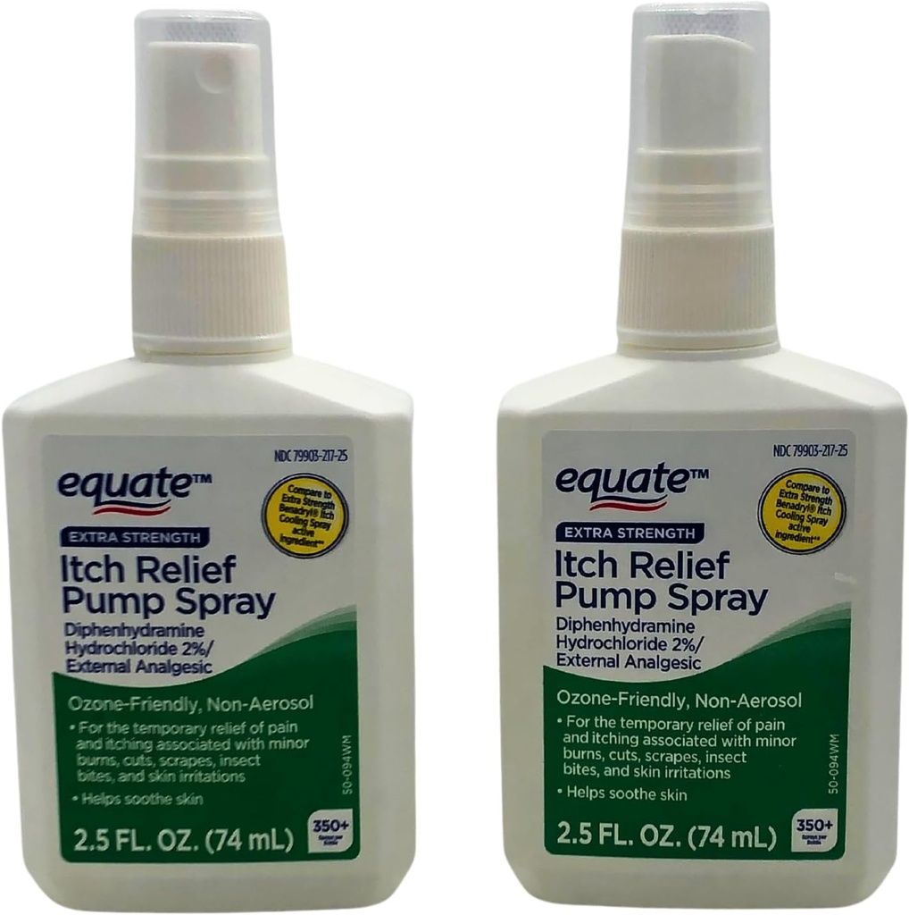 Equate Extra Strength Itch Relief Pump Spray - 2.5 oz, (2 Pack)