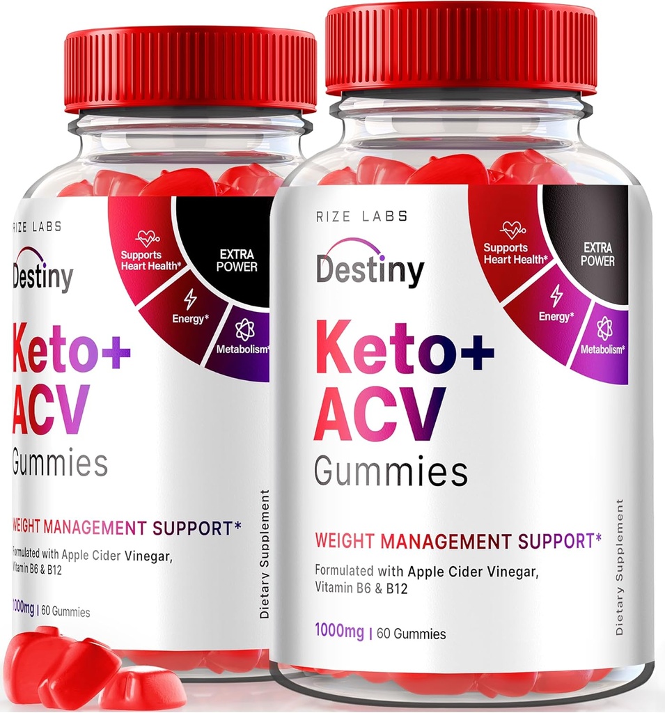rize labs (Pack of 2 Destiny Keto + ACV Gummies for Advanced Weight Loss, Formulated with Apple Cider Vincipes, Vitamin B6 & B12 (120 Gummies)