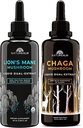 Natuerige Lions Mane & Chaga Mushroom Extract - Adaptogen Stack for Fokus, Immunitet, Longevity, Stress Relief, Gut Health, Anti- Aging, Energi & Mere - Organic Liquid Drops - 50 ml Hver (2 pakke)