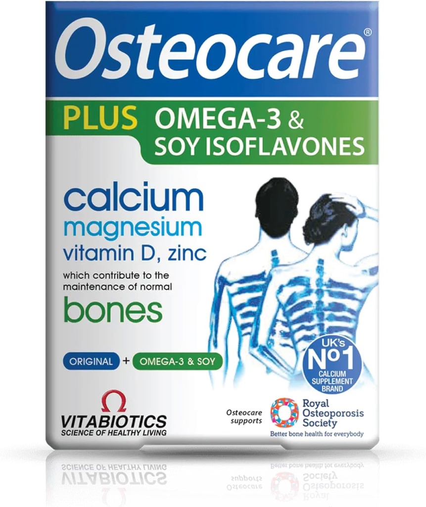 Vitabiotika Osteocare Plus 2- in-1 Formel - Calcium 800mg med vitamin D3, Magnesium, Zink, og Omega-3