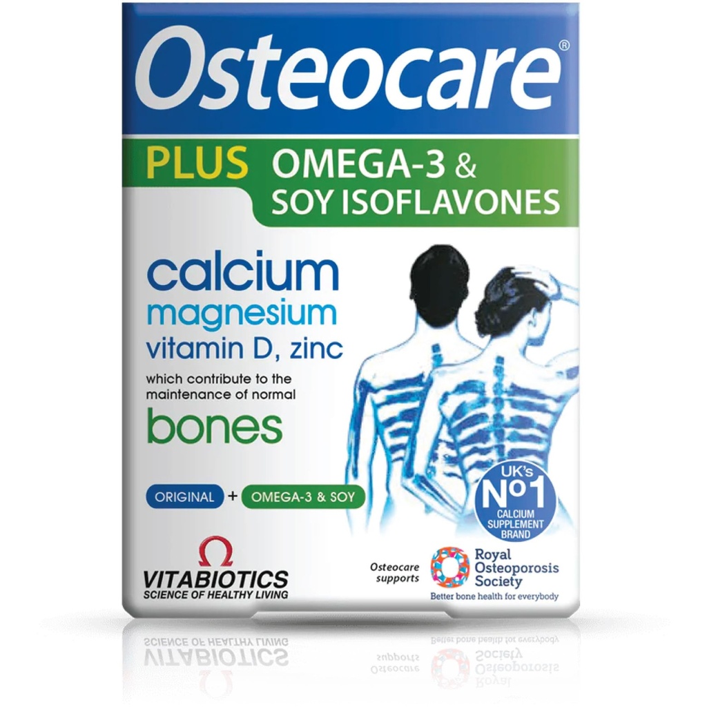 Vitabiotika Osteocare Plus 2- in-1 Formel - Calcium 800mg med vitamin D3, Magnesium, Zink, og Omega-3