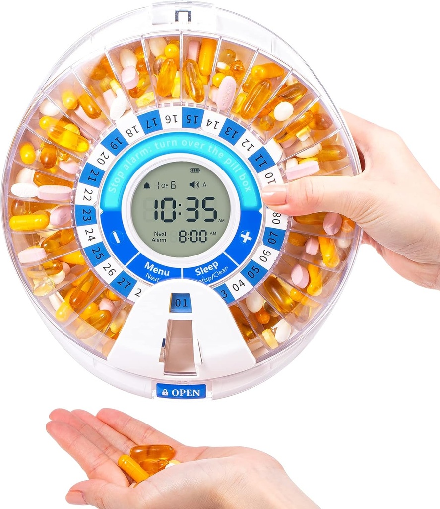 Zoksi Automatic Pill Dispenser Maskine til ældre med Alarm, Electronic Pill Dispensere og Arrangører, Timet Medicin Dispenser, Månedlig Medicin Reminder til receptioner og Vitaminer