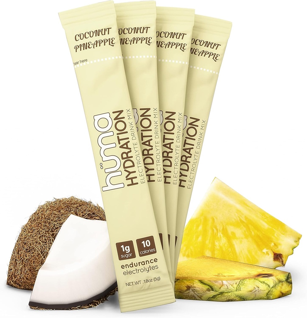 HUMA CHIA Hydration Drink Mix, Kokos Ananas 30 Pakninger - Lav kalorie, High Electrolyte Powder til Sport & Motion - 100% Natural, 1g Sukker, 10 Cal