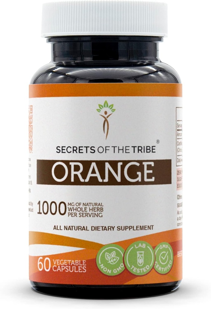 Secrets of the Tribe Orange 60 Capsules, 1000 mg, Orange (Citrus Sinensis) Dried Peel (60 Capsules)