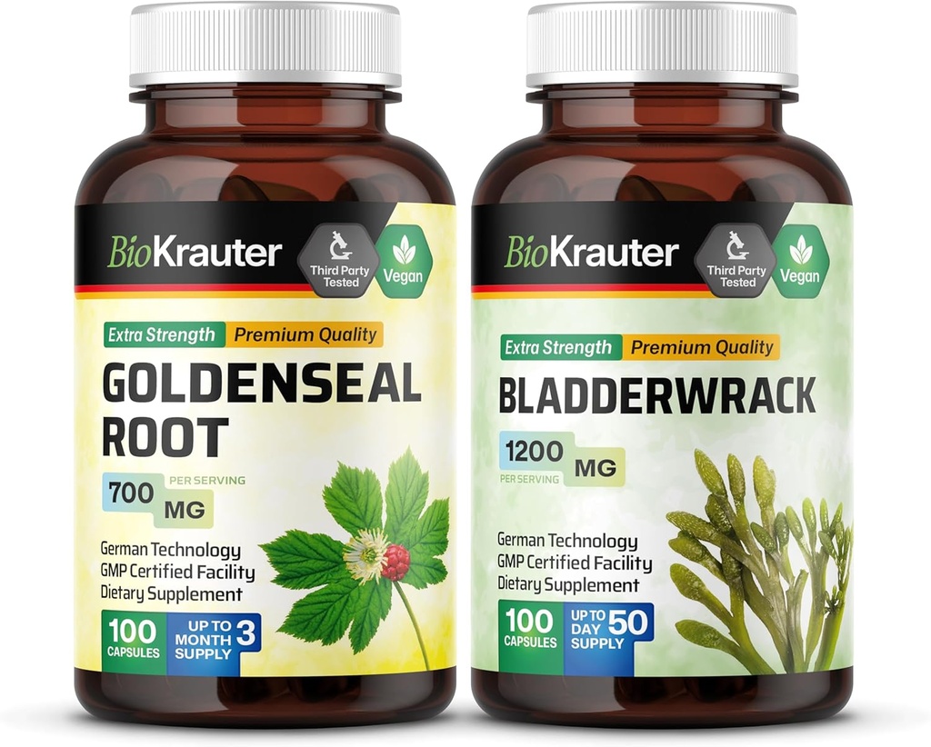 BIO KRAUTER Goldenseal 100 Kapsler & Bladderwrack 100 Kapsler