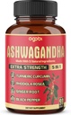 90 Kapsler - Ashwagandha Supplement Kapsler - Ingefær Root, Gurkemeje, Rhodiola Rosea & Black Pepper