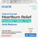 Større original styrke Heartburn Relief - Famotidine tabletter, 10 mg - Acid Reducer - 60 tabletter