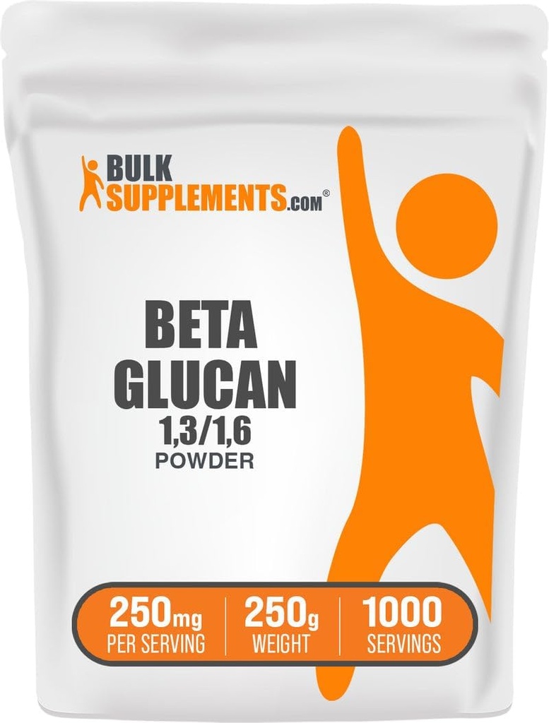 BulkSupplements.com Beta Glucan Powder - 1,3 / 1,6, Beta Glucan Supplements - Vegan & Gluten Free Supplement, 250mg per Serving, 250g (8,8 oz) (pakning med 1)