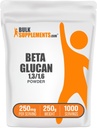 BulkSupplements.com Beta Glucan Powder - 1,3 / 1,6, Beta Glucan Supplements - Vegan & Gluten Free Supplement, 250mg per Serving, 250g (8,8 oz) (pakning med 1)