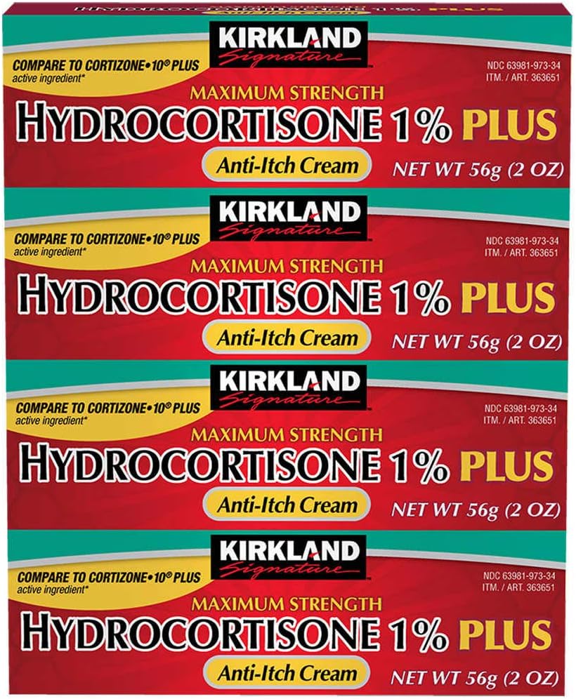 Kirkland Signature Hydrocortison 1% Plus Anti- Itch Cream, 8 Ounces (pakning med 4)