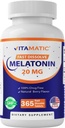 Vitamatic Melatonin 20 mg tabletter á 124; Vegetarisk, ikke- GMO, Gluten Free Tabletter