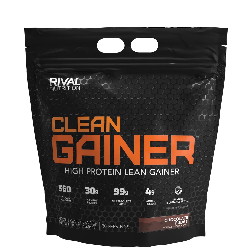 RIVAL NUTRITION Clean Gainer - Chokolade Fudge, 10lbs.
