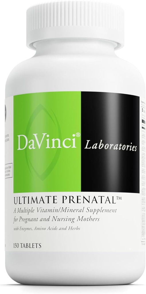 DaVinci Labs Ultimate Prenatal - Ernæringstilskud til gravide kvinder og plejemødre til støtte sund graviditet og amning * - Med vitaminer, mineraler, aminosyrer og mere - 150 tabletter