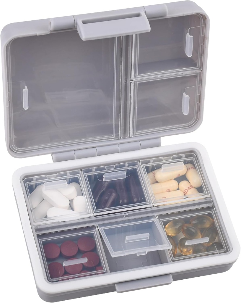 9 -Grid Pill Organizer, Bærbar Pill Box, Store Kapacitet Compartments, Travel Pill Container, Medicine Dispenser, Pill Purse, Pill Case for Vitaminer, Fiskeolier eller Kosttilskud Buddy