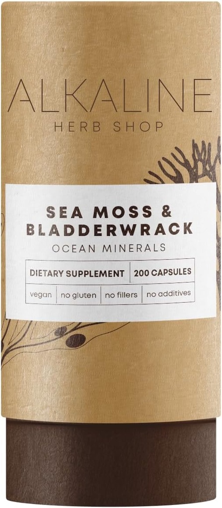Alkaline Herb Shop Sea Moss & Bladderwrack Supplement 200 Capsules