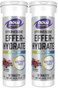Now Sports Nutrition, Effervescent Effer- Hydrate, Electrolyte Supplement, Recovery *, blandet berry, 10 tabletter (pakke med 2)