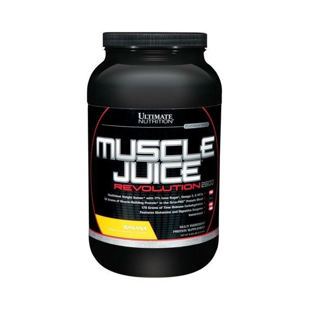 Ultimate Nutrition Muscle Juice Revolution 2600 Vægt Gainer, Muscle Inddrivelse med Glutamin, Micellar Casein og Time Release Complex Kulhydrater, Banana Protein Powder, 4.69 Pounds