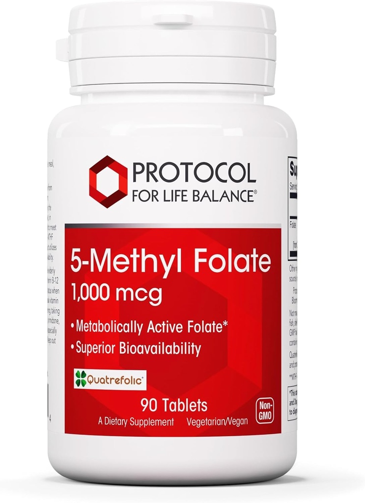 PROTOKOL FOR LIV BALANCE 5 - Methylfolfolat 1.000mcg - Superior Methyl Folate Bioavailability - for Brain Support - Folate Supplement for Women & Men - Kosher & Vegan - 90 Tabs