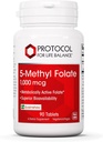 PROTOKOL FOR LIV BALANCE 5 - Methylfolfolat 1.000mcg - Superior Methyl Folate Bioavailability - for Brain Support - Folate Supplement for Women & Men - Kosher & Vegan - 90 Tabs