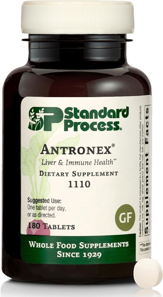 Standard Process Antronex - Leverkosttilskud - Gluten- Free, Non- Dairy & Non- Soy - 180 Tablets (180 Servere)