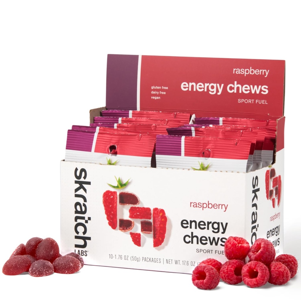 Skrattch Labs Energy Chews ttesmå 124; Gummies for Running, Cykling, og Sports Performance Medical 124; Gel Alternative Medical Medical 124; Raspberry (10 Pack) Medical 124; Gluten Free, Vegan
