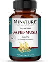 Safed Musli Tablets by mi Nature Measures 124; Pure & Natural Herb Measures 124; Free from Chemical & Preservative Measures 124; Plant Based Gluten Free Measures 124; 90 Tablet, 45 Days Supply 1000mg