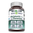 Amazing Formulas Melatonin 10 Mg Plus L-Theanine 5.5 Mg Supplement | Tablets | Non-GMO | Gluten Free | Made in USA | (1 Pack, 250 Tablets)