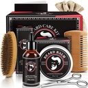 Far gaver, skæg kit til mænd, skæg vækst og grooming kit w / skæg olie skæg skæg børste skæg skæg Comb skæg Saks, fødselsdag gaver til mænd Mand ham bedstefar kæreste søn bror