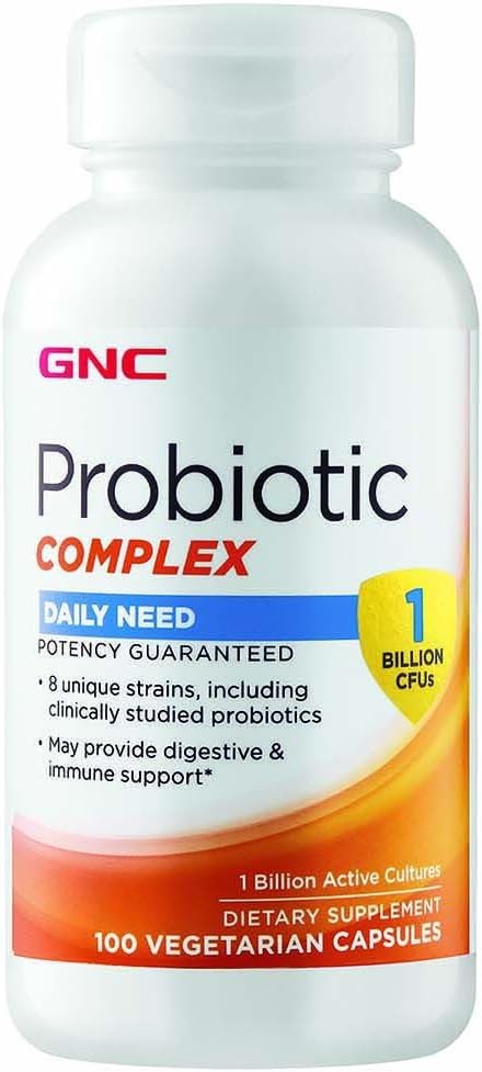 GNC Probiotic Complex Daily Need Supplement, Provides Digestive and Immune Support, 1 Billion CFUs, 100 Vegetarian Capsules, 100 Servings