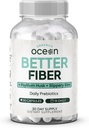 Organics Ocean Better Fiber - Daily Fiber Supplement - Sharey Afføring for Effors tarmbevægelser - med Psyllium Hulk og Slippery Elm - 90 Kapsler