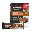 MUSASHI Protein Crisp Bar, 20g Protein, 4g Total sukkerarter, Chokolade & Jordnødder, Post Workout og Snack On Go, 12 pakke med 2.1oz (60g) Barer