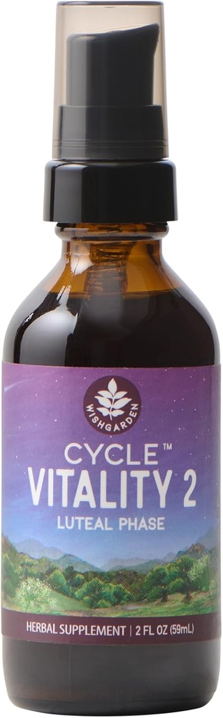 WishGarden urter cyklus Vitality 2 Luteal fase - Plant- baseret progesteron supplement med Wild Yam & Vitex Chasteberry understøtter sunde menstruationscykler, Fertilitet & Sund Progesteron niveauer, 2oz