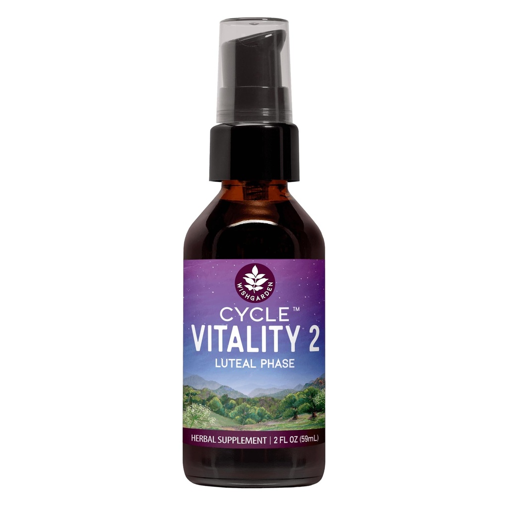 WishGarden urter cyklus Vitality 2 Luteal fase - Plant- baseret progesteron supplement med Wild Yam & Vitex Chasteberry understøtter sunde menstruationscykler, Fertilitet & Sund Progesteron niveauer, 2oz