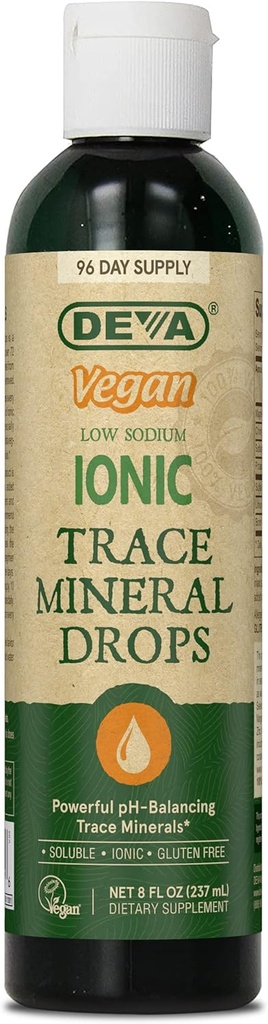 DEVA Vegan Ionic Trace Mineral Drops, Lavnatrium, pH Balancing, 96-Day Supply, 8 Fl Oz