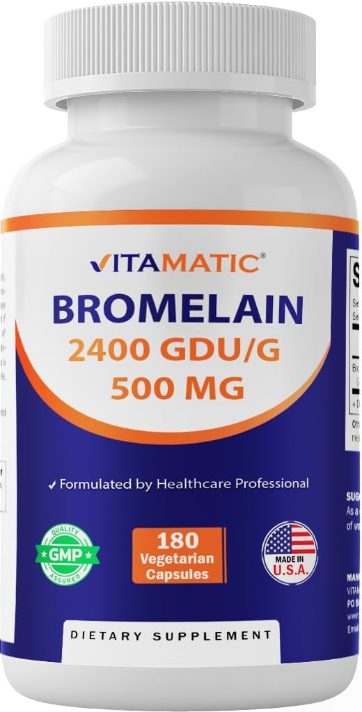 Vitamatisk bromelain Supplement 500mg - 2400 GDU / g - 180 Kapsler