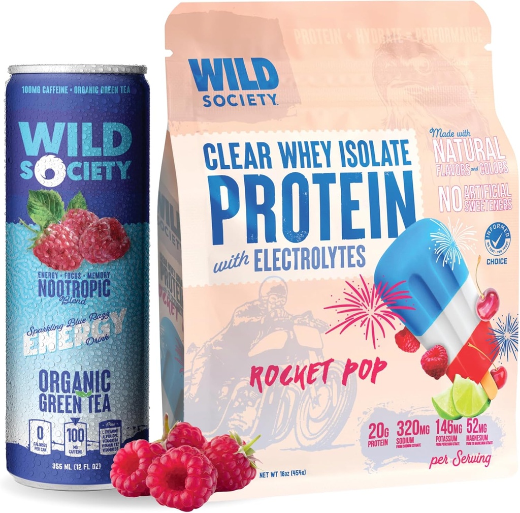 WILD SAMFUND Clear Isolate + Energy Drink Super Combo - Rocket Pop Clear Whey + Blue Razz Energy Drikke