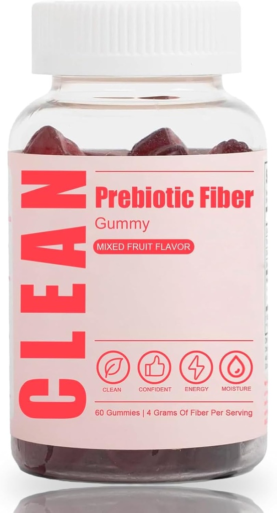 Ren Prebiotic Fiber Gummy, Clean Fiber Gummies, Prebiotic Fiber Gummy til mænd, Prebiotic Fiber Supplement Organic for fordøjelig Gut Health, 60 Gummies (1pc)