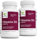 Terry naturligt vitamin D3 - ben sundhed & ben styrke Support - immunsystemet & hjerne support - 5.000 IE vitamin D tabletter med blandet berry flavor - 90 tyggetabletter (pakke med 2)
