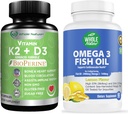 K2 + D3 med Bioperine Plus Calcium Omega 3 Fiskeolie er mest effektive sammen til at understøtte hjerte & ben sundhed, Joints og hjerne