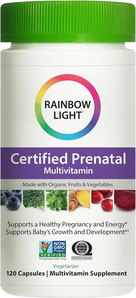Rainbow Light Prenatal Multivitamin, immunforsvar, 120 kapsler (Pakke maj Vary)