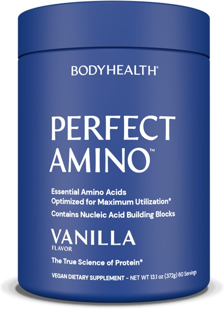 BodyHealth PerfectAmino Powder - BCAA og EAA Powder til Pre and Post Workout - Amino Acid Energy Drink for mænd og kvinder til at støtte Lean muskel og inddrivelse - Vanilla - 60 Servering