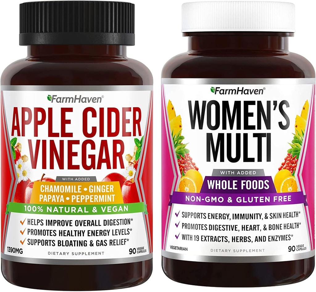 FarmHaven Apple Cider Eddike kapsler med Ingefær & Multivitamin til kvinder