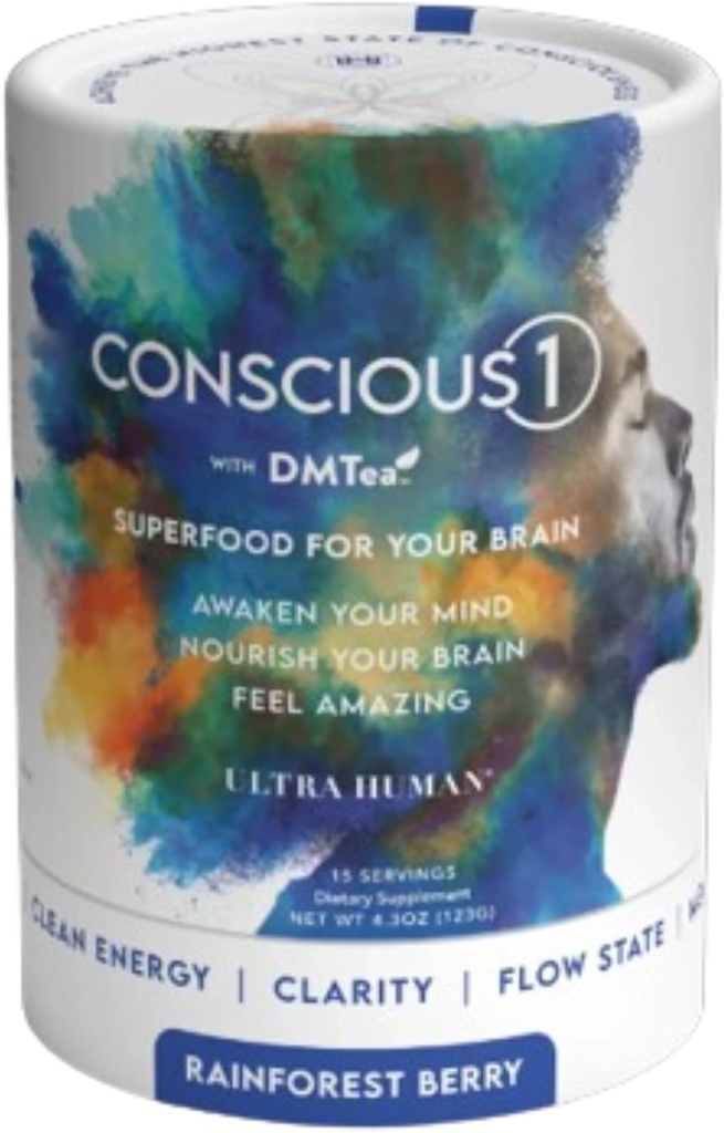 Ultra Human CONSCIOUS1 - Focus Boosting Superfood Blend - Rainforest Berry - 30 Servere (pakke med 1)