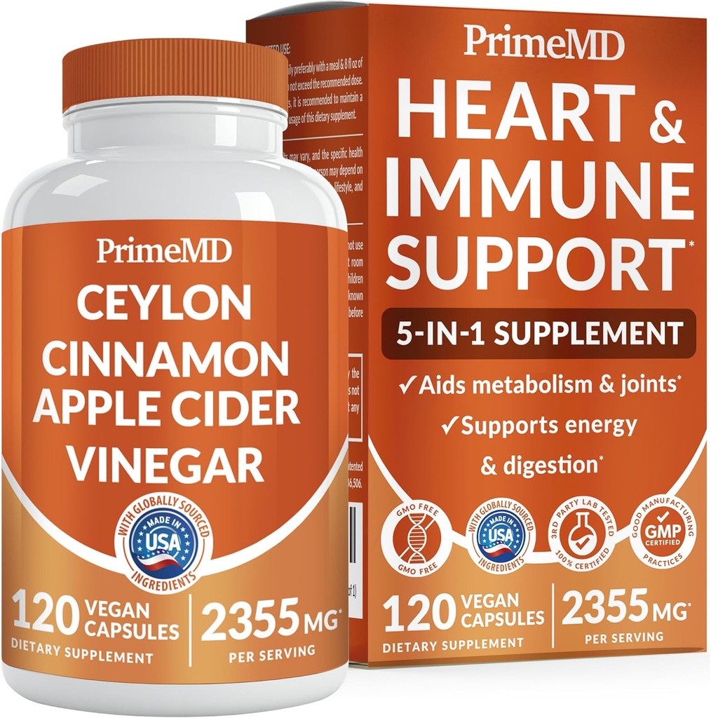 - Ceylon Cinnamon Capsules 2355mg - Ceylon Cinnamon og Æblecider med gurkemeje, Panax Ginseng, Cinnamon og Bioperine, 120 ct