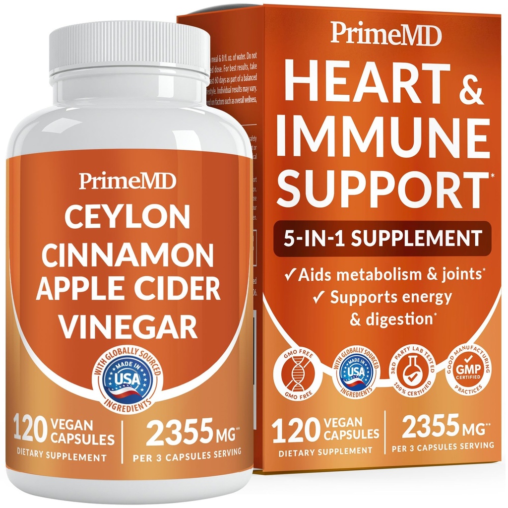 - Ceylon Cinnamon Capsules 2355mg - Ceylon Cinnamon og Æblecider med gurkemeje, Panax Ginseng, Cinnamon og Bioperine, 120 ct