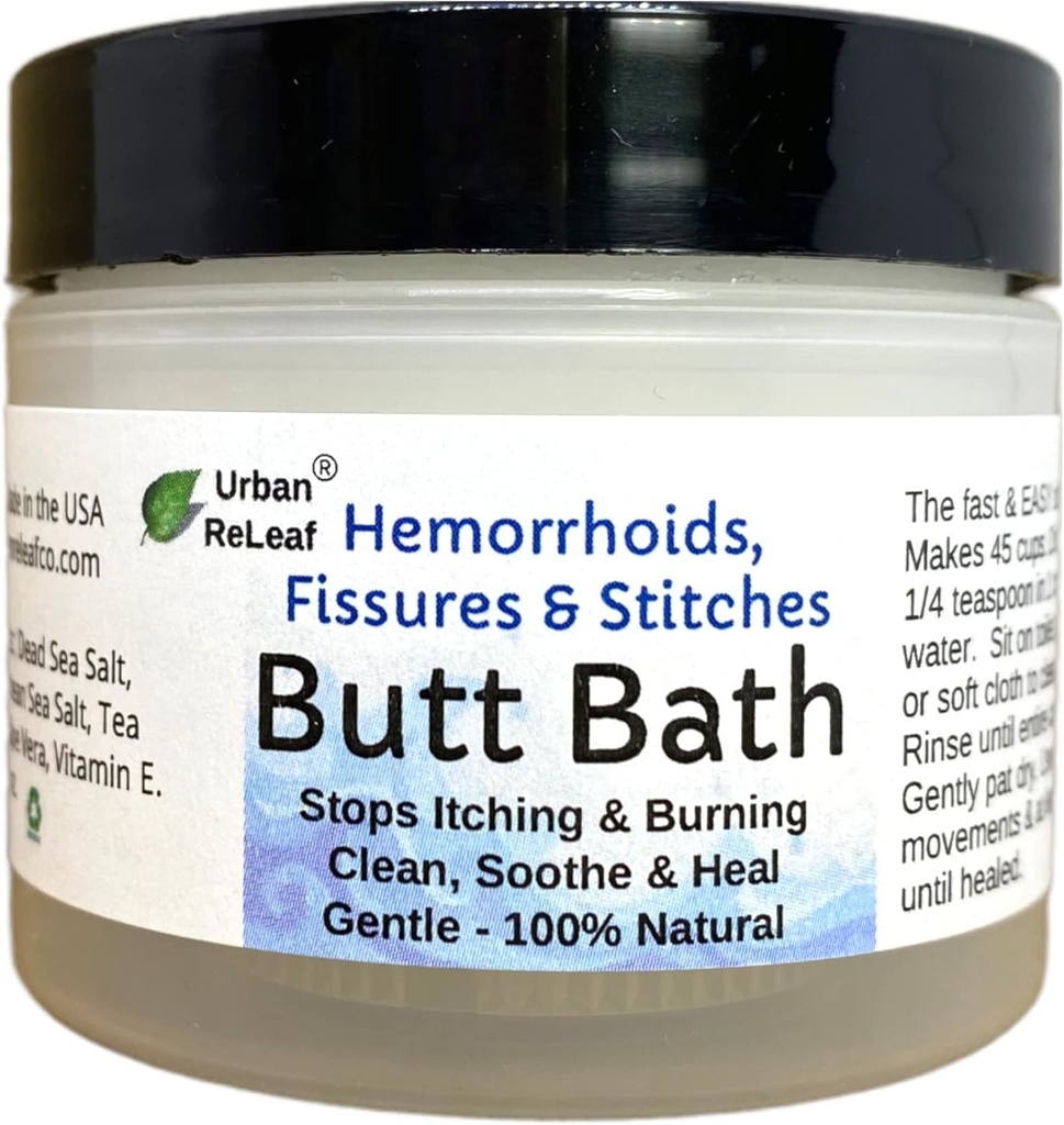 Urban ReLeaf Butt Bath! Hæmorroider, Fissurer & Stitches. Hjælper med at klø og brænde. Ren, Sothe og rolig. The Easy Sitz Bath! Fast Relief! Roligt saltvand. Let, effektiv, 100% Natural