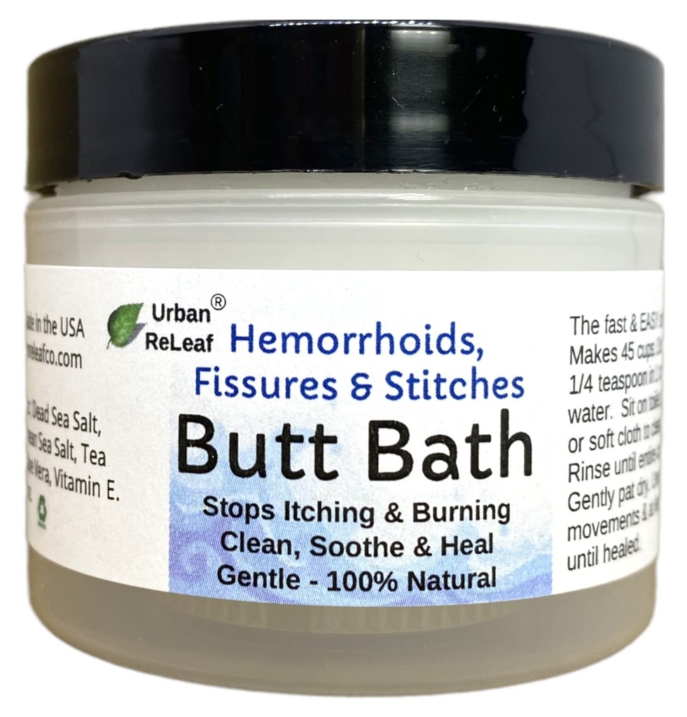 Urban ReLeaf Butt Bath! Hæmorroider, Fissurer & Stitches. Hjælper med at klø og brænde. Ren, Sothe og rolig. The Easy Sitz Bath! Fast Relief! Roligt saltvand. Let, effektiv, 100% Natural