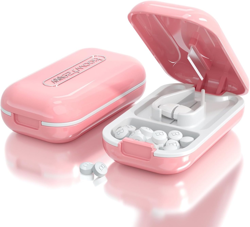 DUBSTAR Lille Pill Cutter, Pill Cutter Splitter til små og små piller, Bærbare Pretty Pill Cutters til store piller, Cuts Vitamin Tablets til purse pocket (Pink)